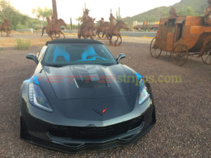 2014 - 2019 Shadow Grey Metallic C7 Grand Spot with C7R stinger hood stripe in 3M carbon flash and cyber grey jake skull