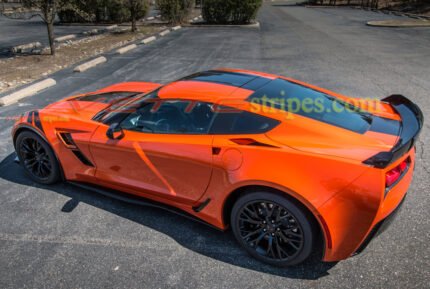 2018 Serbring Orange C7 Grand Sport with 3M 1080 carbon flash center stripes and fender hash marks