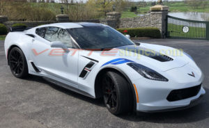 Matrix grey C7 Corvette grand sport with 3M 1080 gloss carbon flash center stripes