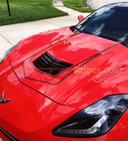 Red C7 Corvette with carbon flash LT1 stripe