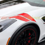 White C7 Grand sport with red and carbon flash ME fender hash marks stripes
