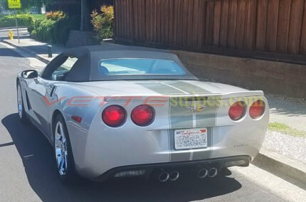 2005-2013 silver C6 Corvette convertible with gunmetal GM full length dual racing stripes 3