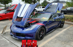 Admiral Blue C7 grand sport with blade silver and red JE stripes