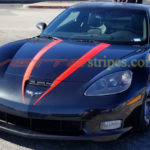 Black C6 Corvette Grand Sport with red Hero stripes