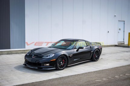 Black C6 Z06 with GT5 SEMA dark charcoal stripes