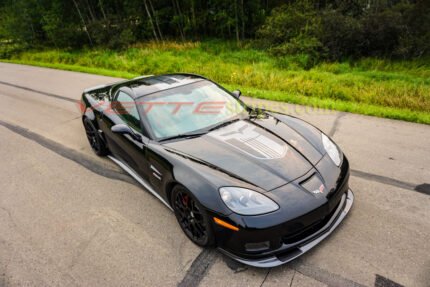 Black C6 Z06 with GT5 SEMA dark charcoal stripes