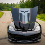 Black C6 Z06 with GT5 SEMA dark charcoal stripes