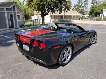 Black C6 convertible with gloss burgundy COM CSR stripes