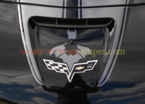 Black C6 corvette grand sport with cyber grey ME1 stripes