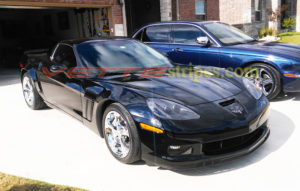 Black C6 corvette grand sport with cyber grey ME1 stripes