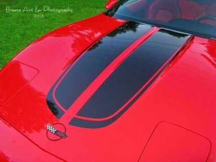 Red C4 Corvette with black CE stripes