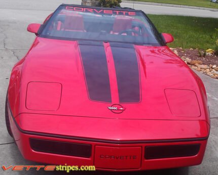 Red C4 Corvette convertible with black CE1 stripe