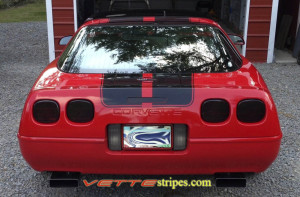 Red C4 Corvette with black CE1 stripe
