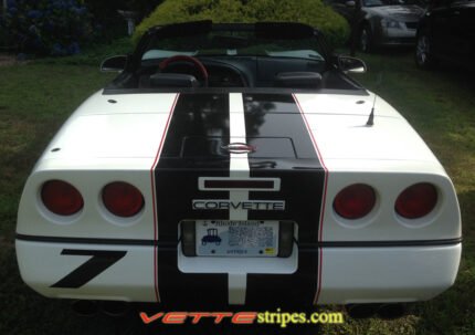 C4 Corvette with black and red full body racing stripe