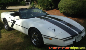 C4 Corvette with black and red full body racing stripe