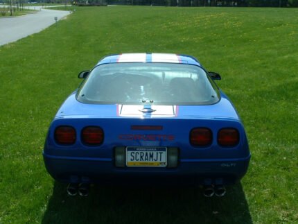 Blue C4 Corvette silver and red CE stripes