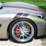 Pewter C5 Corvette with grand sport fender hash mark stripes