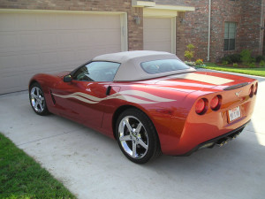 DSOM C6 Corvette side stripe graphic in cashmere and black