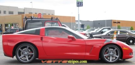 C6 Corvette Grand Sport fender hash marks stripe in dark charcoal and black