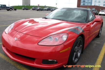 C6 Corvette Grand Sport fender hash marks stripe in dark charcoal and black