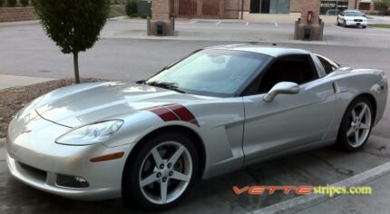 C6 Corvette Grand Sport fender hash marks stripe in maple red and black