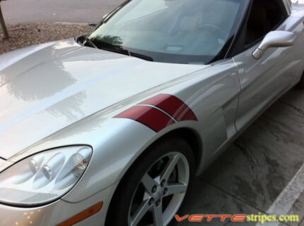 C6 Corvette Grand Sport fender hash marks stripe in maple red and black