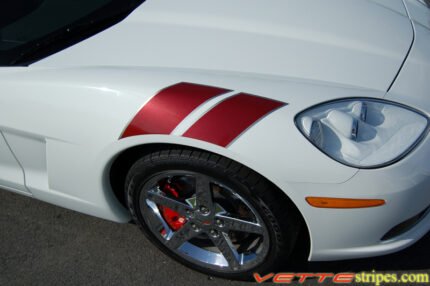 C6 Corvette Grand Sport fender hash marks stripe in maple red and gunmetal