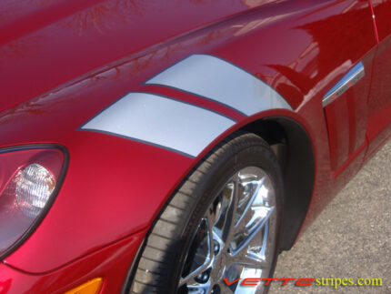 C6 Corvette Grand Sport fender hash marks stripe in silver and dark charcoal