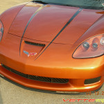 C6 Corvette Z06 Grand Sport black hood spear stripe with optional custom text