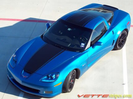 Jet stream blue C6 Corvette Z06 Grand Sport with black and black ME stripe