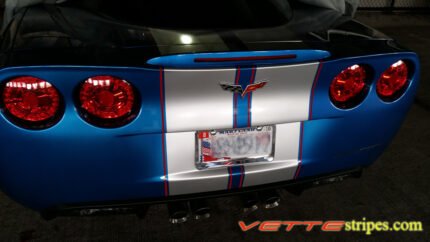 Jet stream blue C6 Corvette Z06 Grand Sport with silver and red ME1 stripe