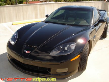 C6 Corvette Z06 Grand Sport matte black hood spear stripe