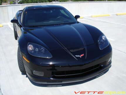 C6 Corvette Z06 Grand Sport matte black hood spear stripe