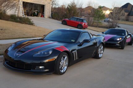 C6 Corvette Z06 Grand Sport red and silver hood spear stripe