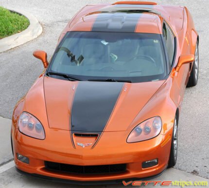 Atomic orange C6 Corvette Z06 with gloss black ME3 stripe