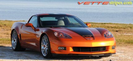 Atomic orange C6 Corvette Z06 with gloss black ME3 stripe