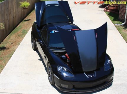 Black C6 Corvette Z06 with metallic cyber grey ME3 stripe