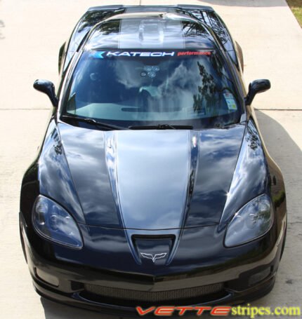 Black C6 Corvette Z06 with metallic cyber grey ME3 stripe