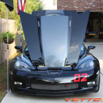 Black C6 Corvette Z06 with metallic cyber grey ME3 stripe
