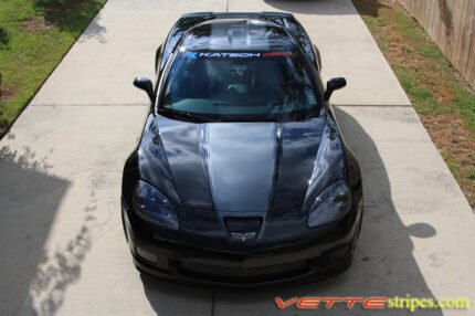 Black C6 Corvette Z06 with metallic cyber grey ME3 stripe