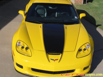 yellow C6 Corvette Z06 with black ME3 stripe