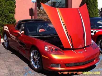 DSOM C6 Corvette convertible with black silver hood stripe and side stripes