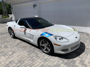 C6 Corvette grand sport fender hash mark in metallic blue and cyber grey