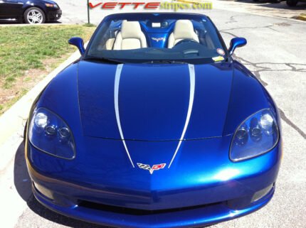 C6 Corvette Lemans blue with sandstone hood stripe 2 standard version