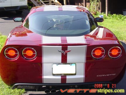 Mag red C6 Corvette with silver racing stripe 2