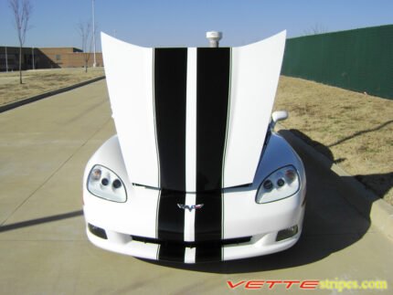 White C6 Corvette with black racing stripe 2