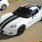 White C6 Corvette with black racing stripe 2