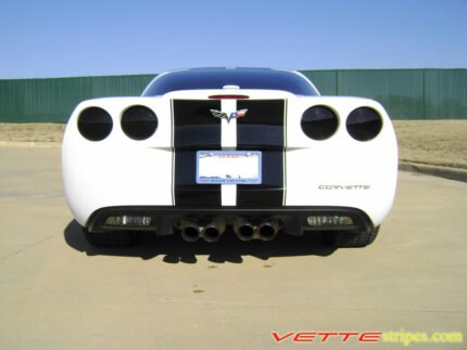 White C6 Corvette with black racing stripe 2