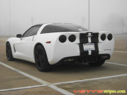 White C6 Corvette with black racing stripe 2