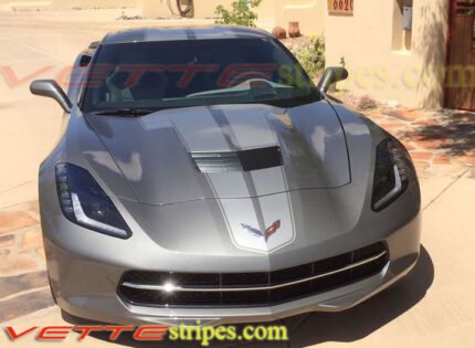 C7 Corvette Stingray shark gray with metallic pewter ME3 stinger stripe